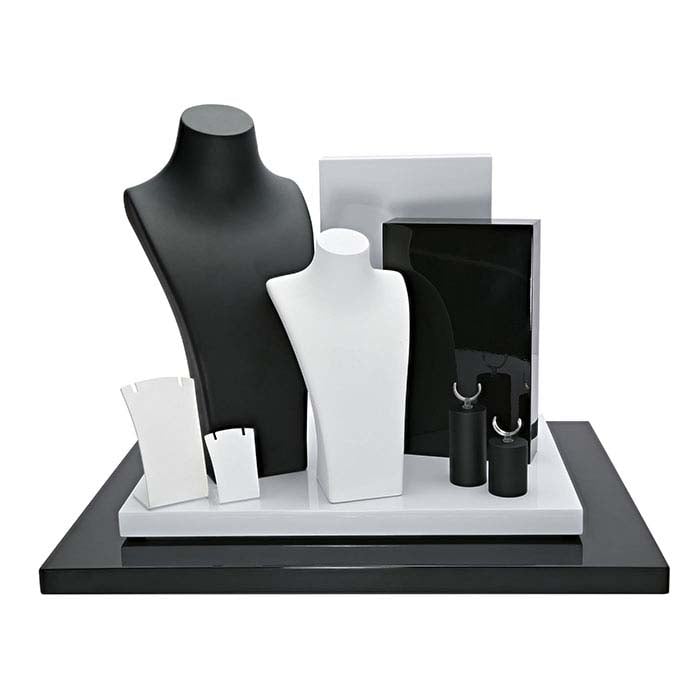 Matte Black Plastic Necklace Bust Display