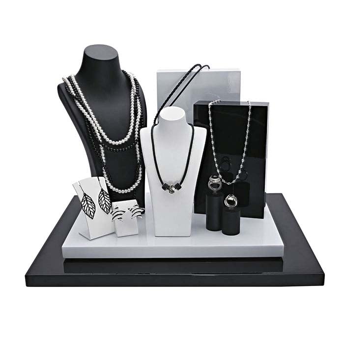 Matte Black Plastic Necklace Bust Display