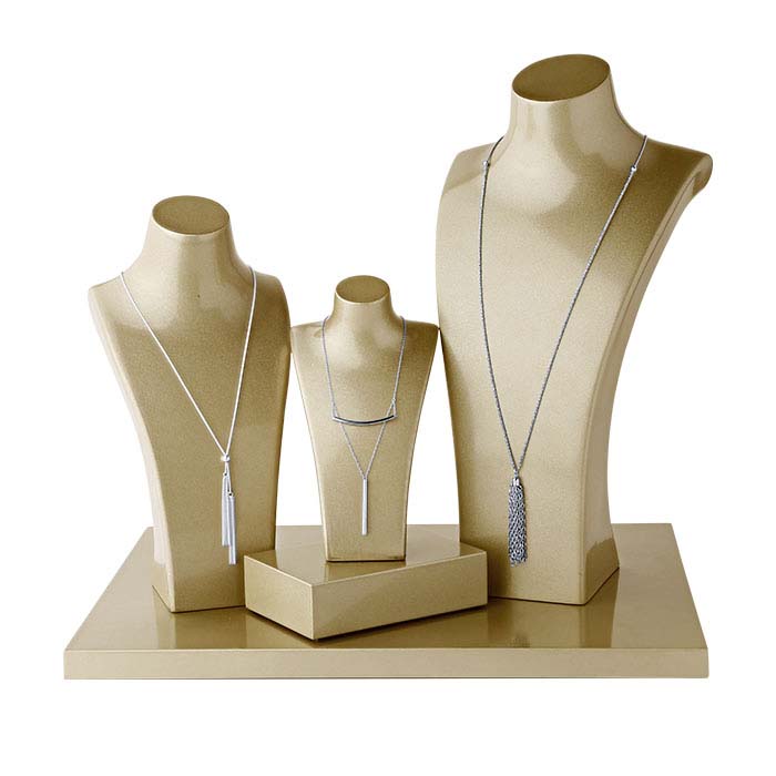 Metallic Gold Plastic Necklace Bust Display