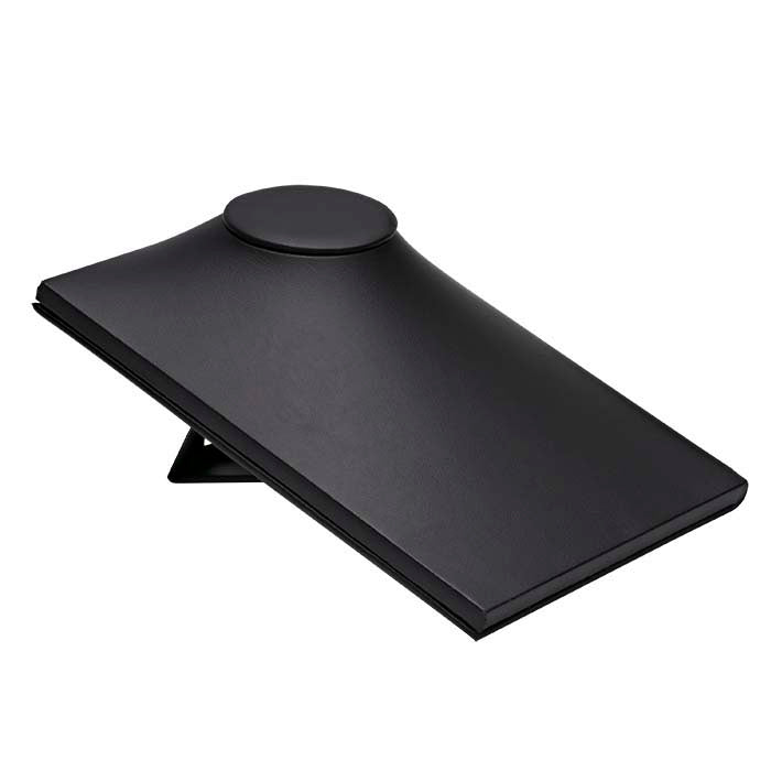 ブラックフェイクレザー二重位置イーゼルネックレスバストディスプレイ、215.9 mm