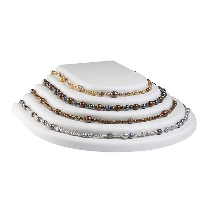 White Faux Leather Tiered Necklace Display