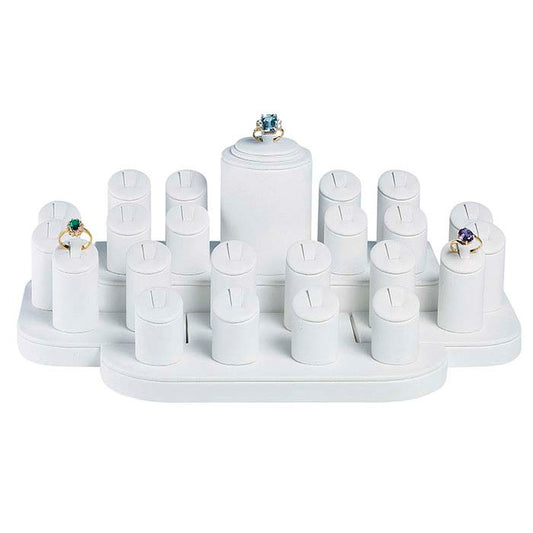 White Faux Leather Pedestal 23-Ring Display