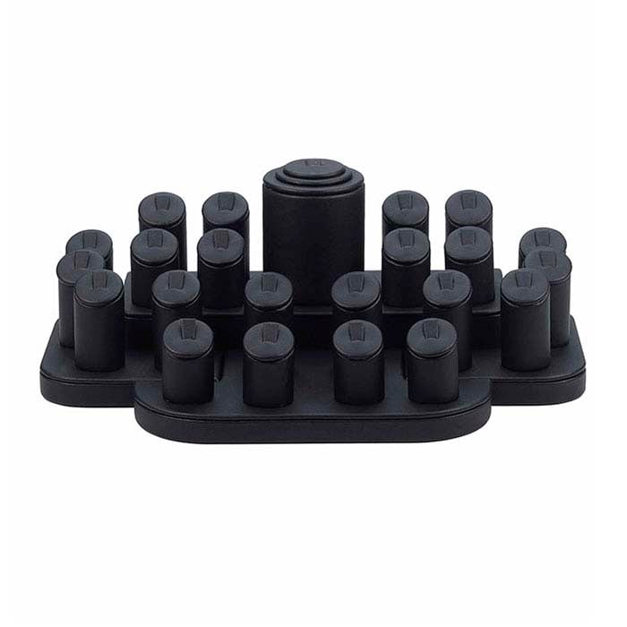 Zwarte nep leren sokkel 23-ring display