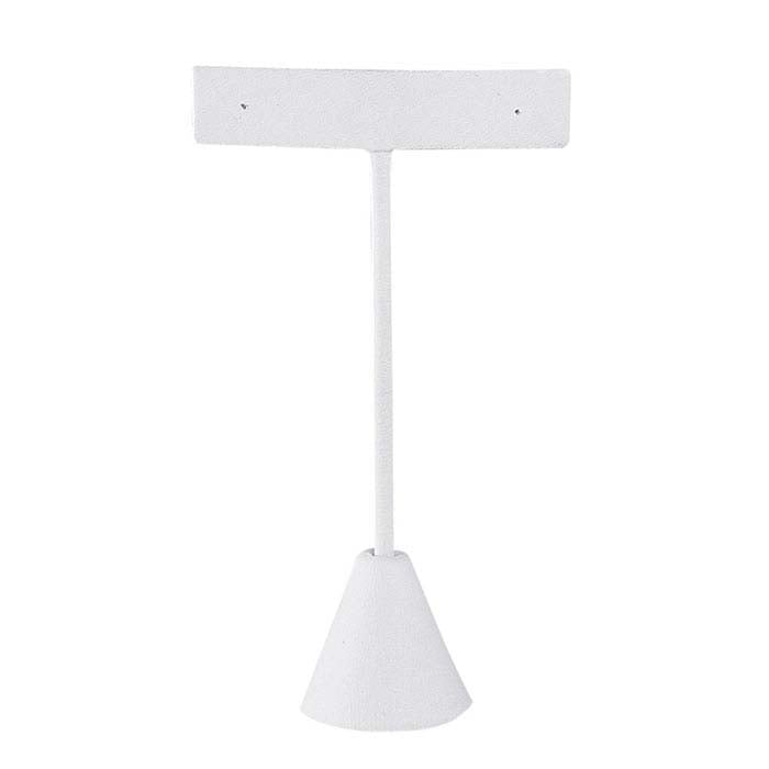 White Faux Leather T-Stand Earring Display, 4-1/2