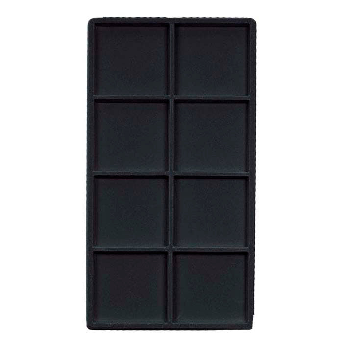 Inserto per vassoio in plastica nera floccata a 8 scomparti