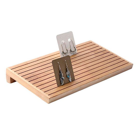 Solid Wood Inclined Slotted Jewelry Card Display