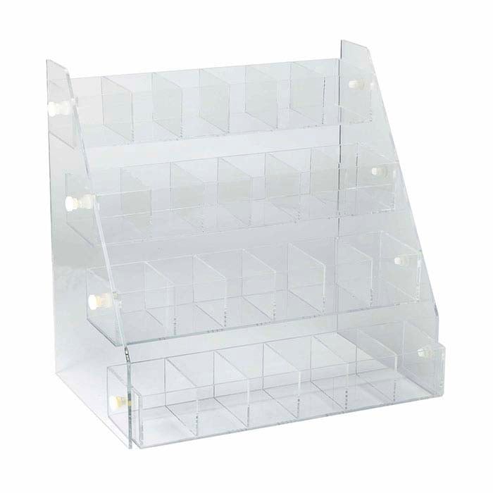 Clear Acrylic Angled Display Case, 24-Compartment