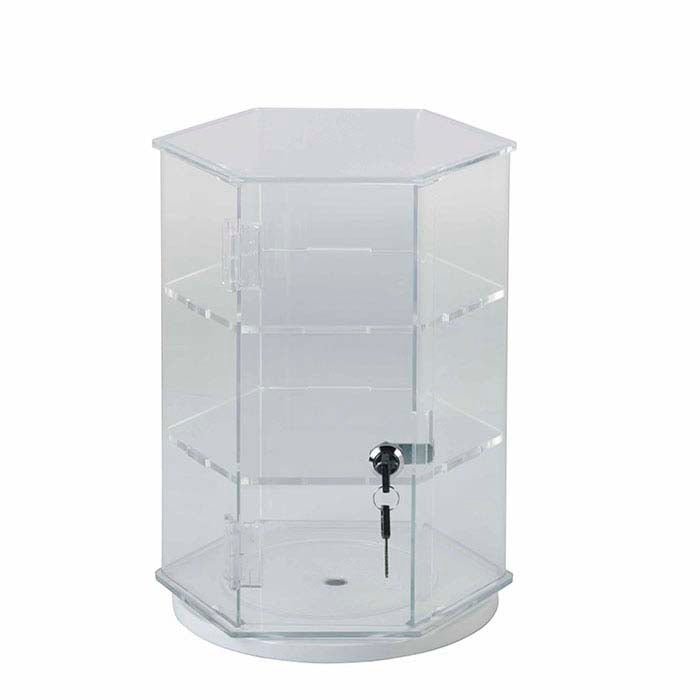 Vitrina Giratoria Transparente de Acrílico con Cerradura