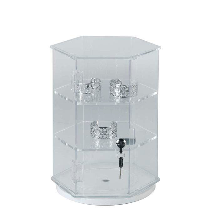 Vitrina Giratoria Transparente de Acrílico con Cerradura