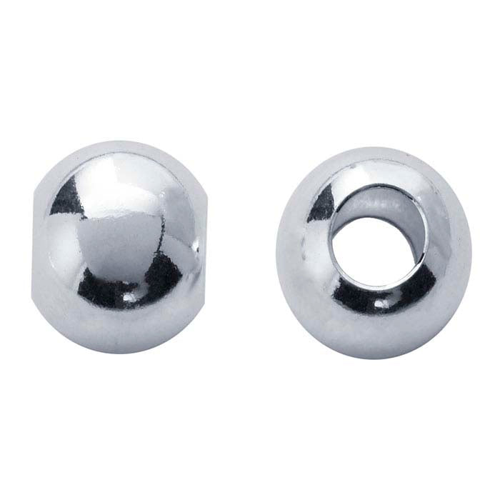 Sterling Silver 8mm Round Large-Hole Bead