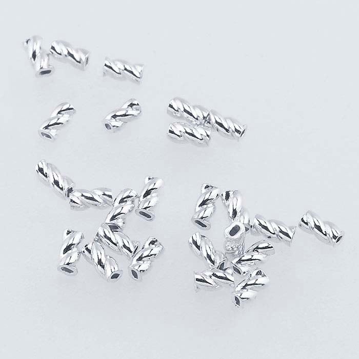 Sterling Silver 3mm Twist Tube Crimp Bead