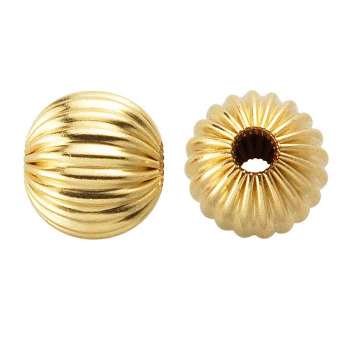 14/20 Yellow Gold-Filled 4mm Corrugated Round Bead