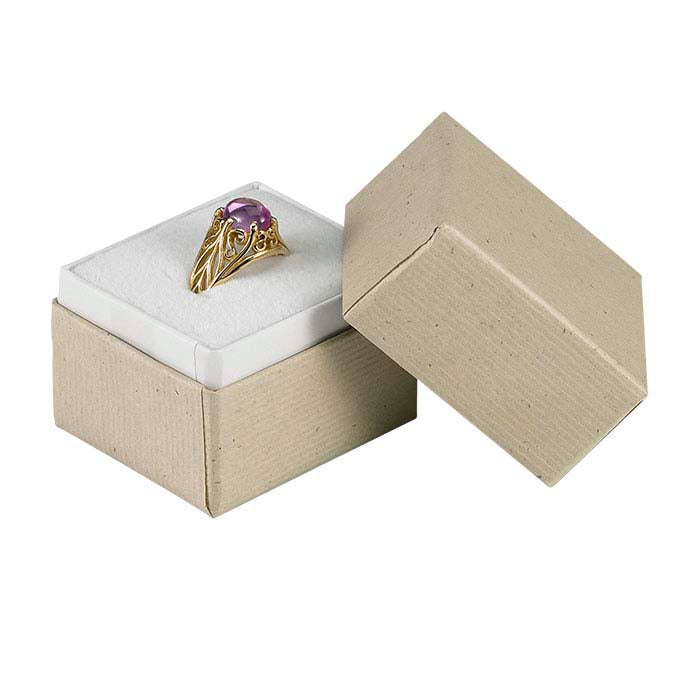 Wheat Ribbed Recycled-Paper Two-Piece Ring Gift Box