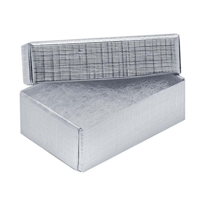 Silver Foil Linen-Finish Recycled-Paper 44.45mm x 28.57mm x 15.88mm Gift Box