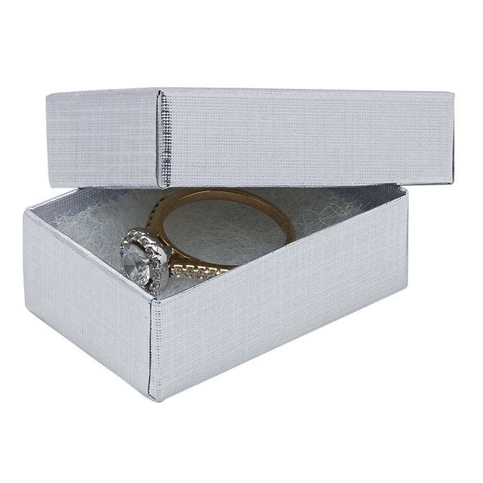Silver Foil Linen-Finish Recycled-Paper 44.45mm x 28.57mm x 15.88mm Gift Box