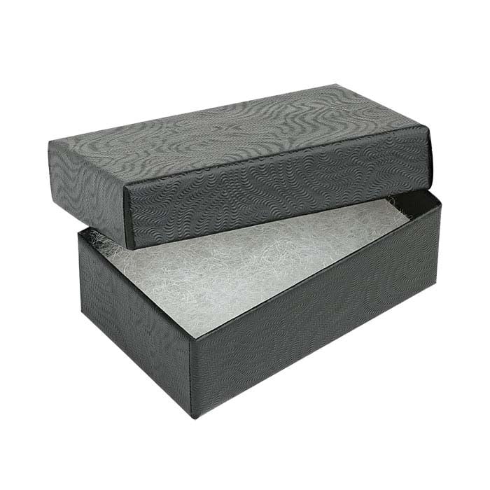 Juodas sūkurinis dovanų dėžutė iš perdirbto popieriaus, 63,5 mm x 38,1 mm x 22,22 mm