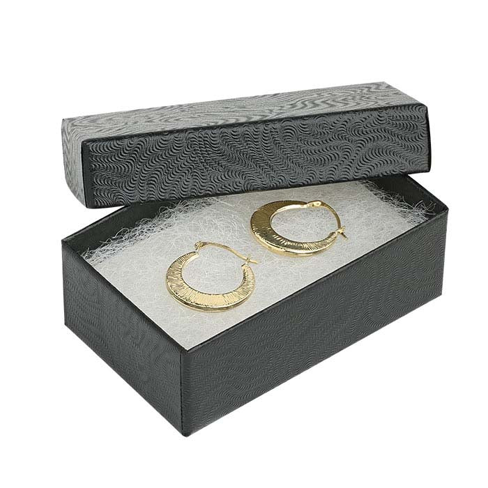 Juodas sūkurinis dovanų dėžutė iš perdirbto popieriaus, 63,5 mm x 38,1 mm x 22,22 mm