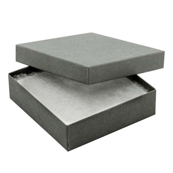 Slate Gray Paper-Covered 88.9mm x 88.9mm x 25.4mm Gift Box