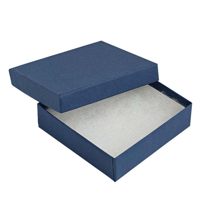Navy Blue Recycled-Paper 88.9mm x 88.9mm x 25.4mm Gift Box