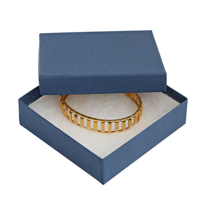 Navy Blue Recycled-Paper 88.9mm x 88.9mm x 25.4mm Gift Box