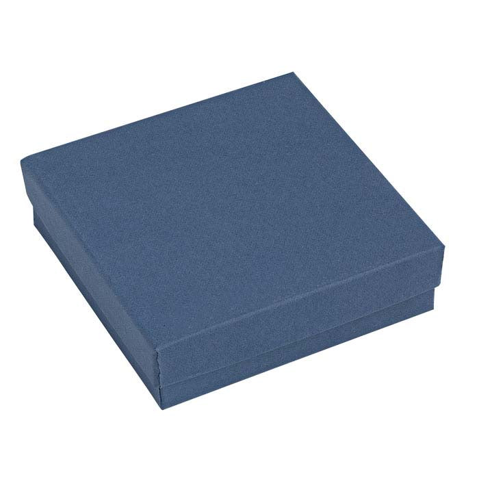 Navy Blue Recycled-Paper 88.9mm x 88.9mm x 25.4mm Gift Box