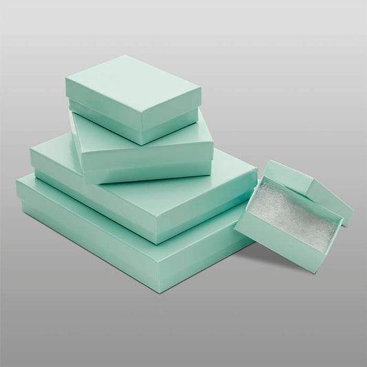 Glossy Blue-Ice Paper-Covered 88.9mm x 88.9mm x 25.4mm Gift Box