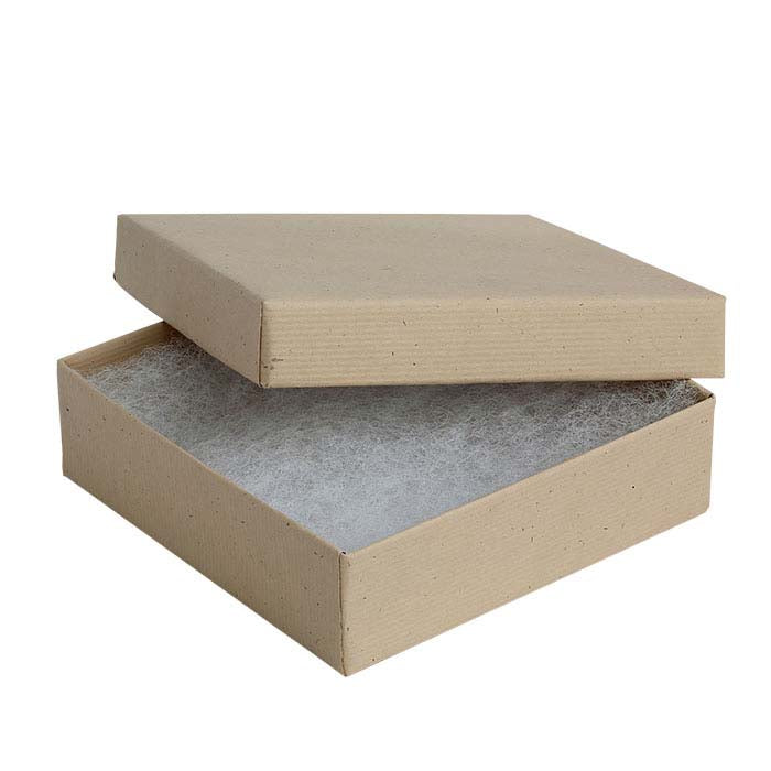 Wheat Recycled-Paper 88.9mm x 88.9mm x 25.4mm Gift Box