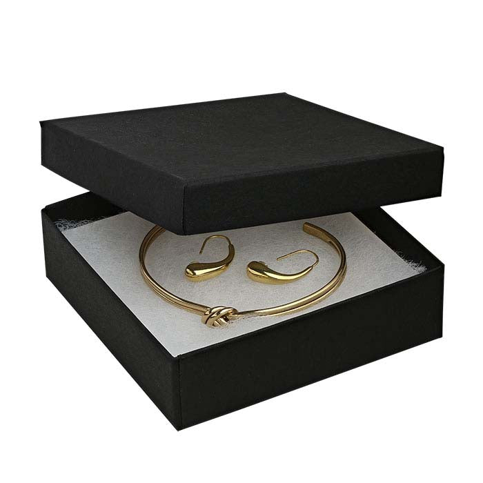 Matte Black Recycled-Paper 88.9mm x 88.9mm x 25.4mm Gift Box