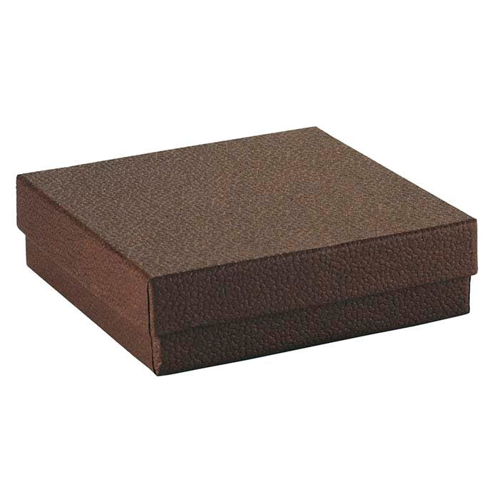 Coffee Shop Cocoa Recycled-Paper Textured 88.9mm x 88.9mm x 25.4mm Gift Box
