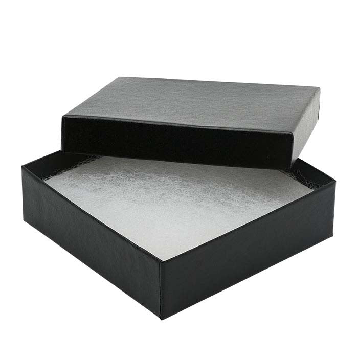 Black Satin Paper-Covered 88.9mm x 88.9mm x 25.4mm Gift Box