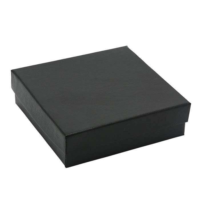 Black Satin Paper-Covered 88.9mm x 88.9mm x 25.4mm Gift Box