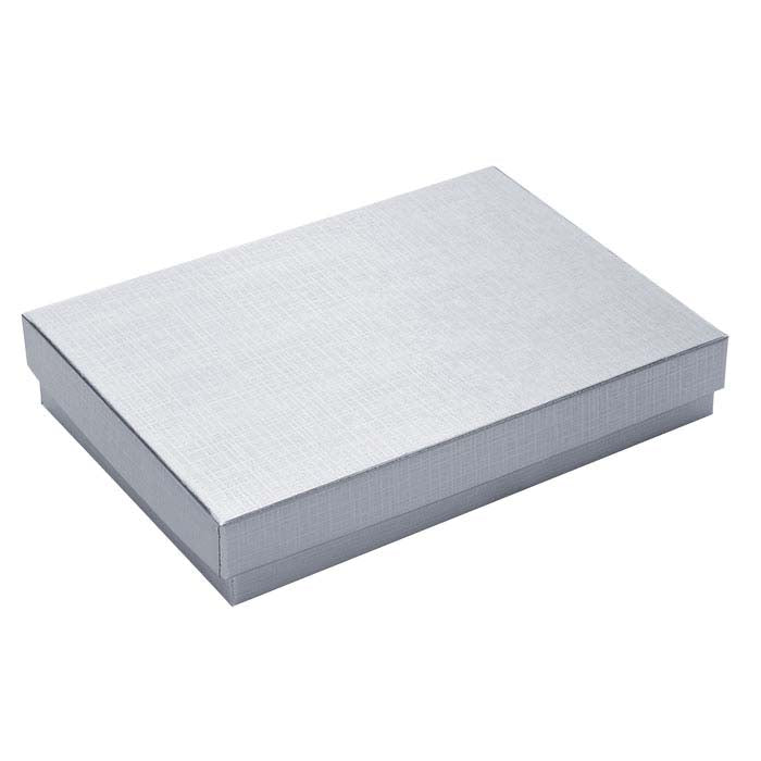 Silver Foil Linen-Finish Recycled-Paper 133.35mm x 95.25mm x 22.22mm Gift Box