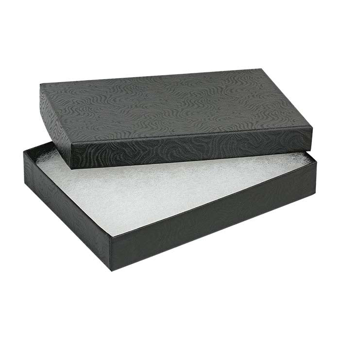 Black Swirl Recycled-Paper 133.35mm x 95.25mm x 22.22mm Gift Box