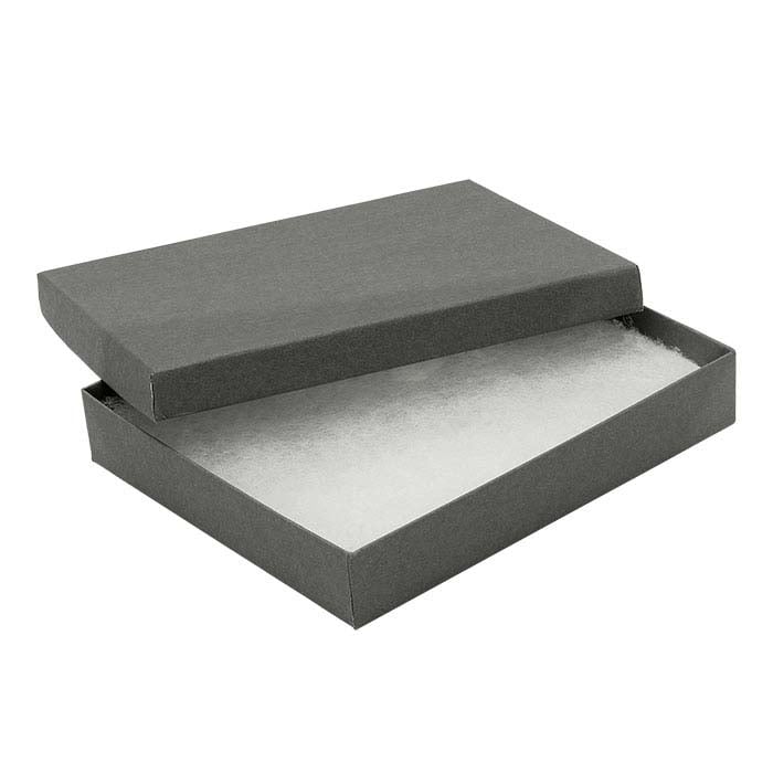 Slate Gray Paper-Covered 152.4mm x 127.0mm x 25.4mm Gift Box
