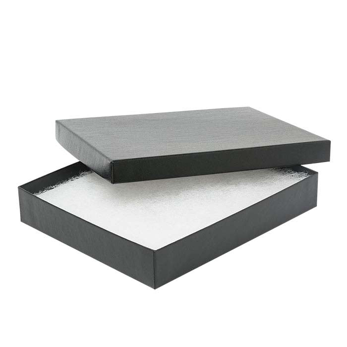 Black Satin Paper-Covered 152.4mm x 127.0mm x 25.4mm Gift Box
