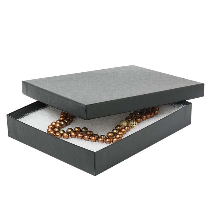 Black Satin Paper-Covered 152.4mm x 127.0mm x 25.4mm Gift Box