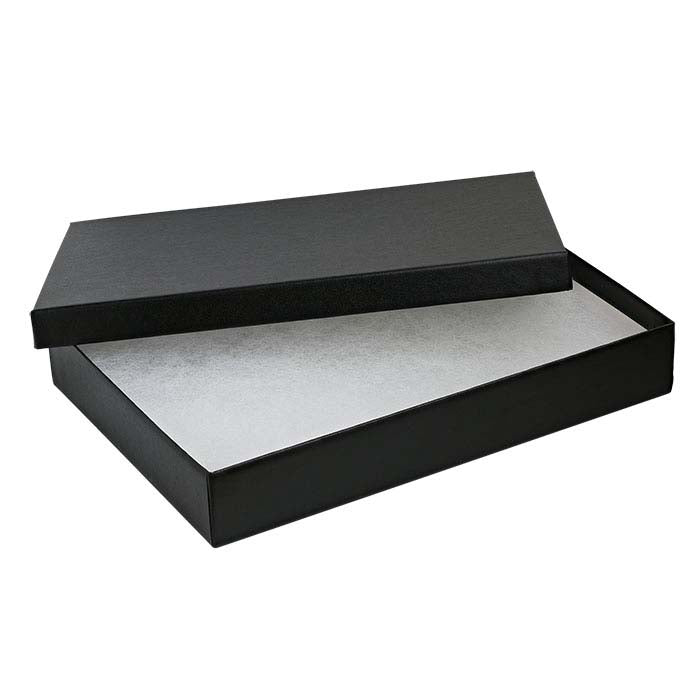 Black Satin Paper-Covered 203.2mm x 139.7mm x 31.75mm Gift Box