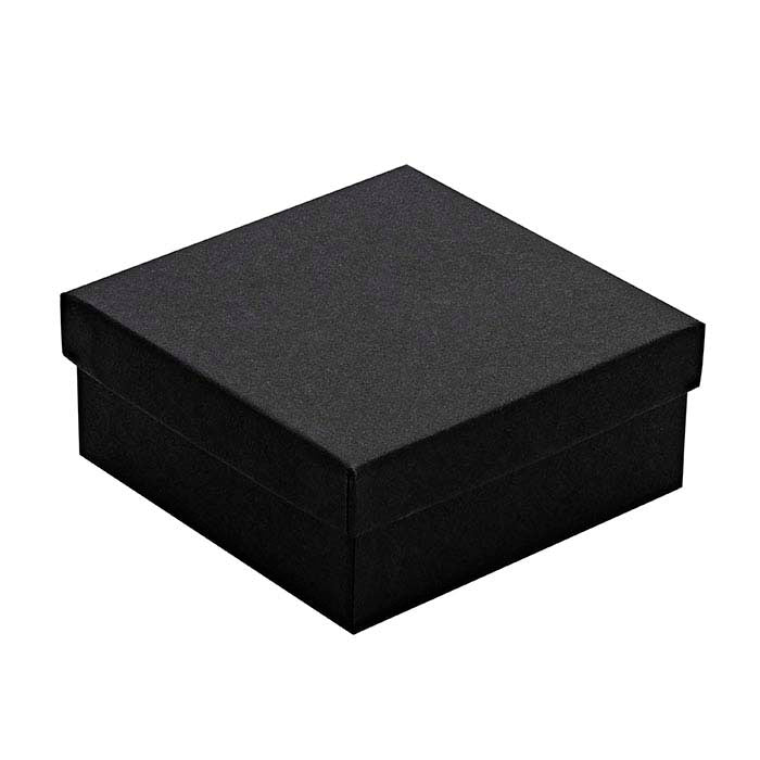Matte Black Recycled-Paper-Covered 88.9mm x 88.9mm x 38.1mm Gift Box