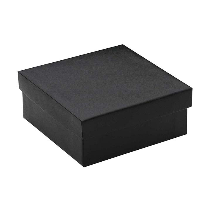 Black Satin Paper-Covered 88.9mm x 88.9mm x 38.1mm Gift Box