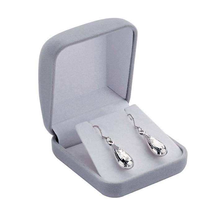 Gray Flocked Velour Pendant or Earring Gift Box