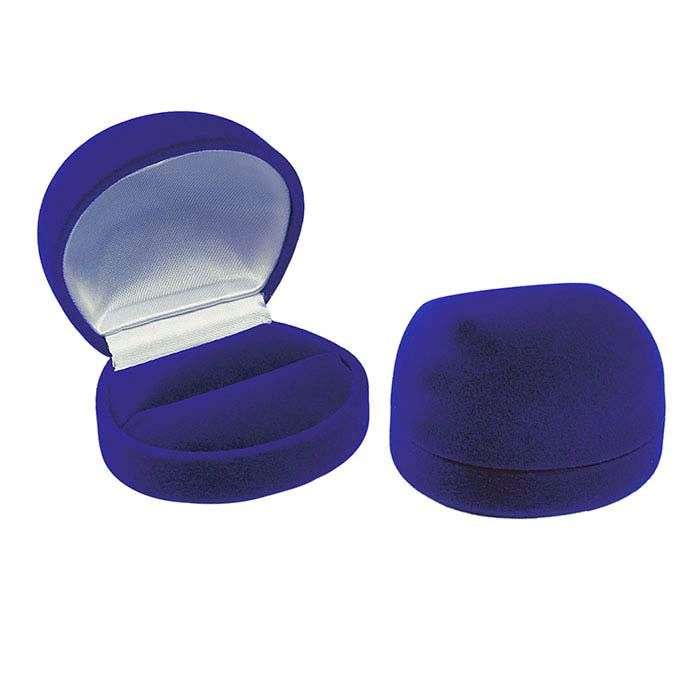 Caja de regalo redonda para anillos de terciopelo azul aterciopelado