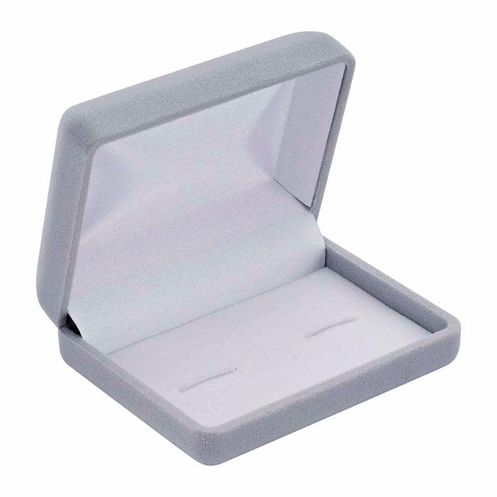 Gray Flocked Velour Cuff Link Gift Box