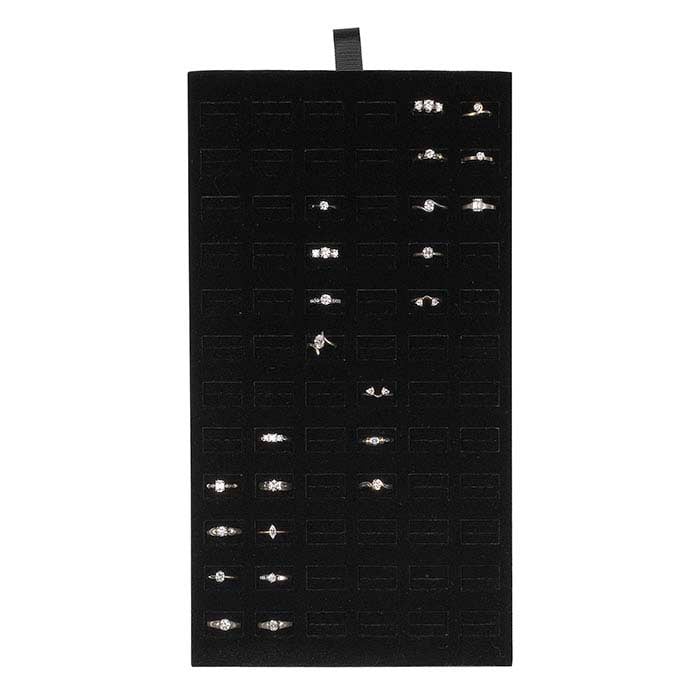 Black Velour-Flocked 72-Ring Wide-Slot Tray Insert