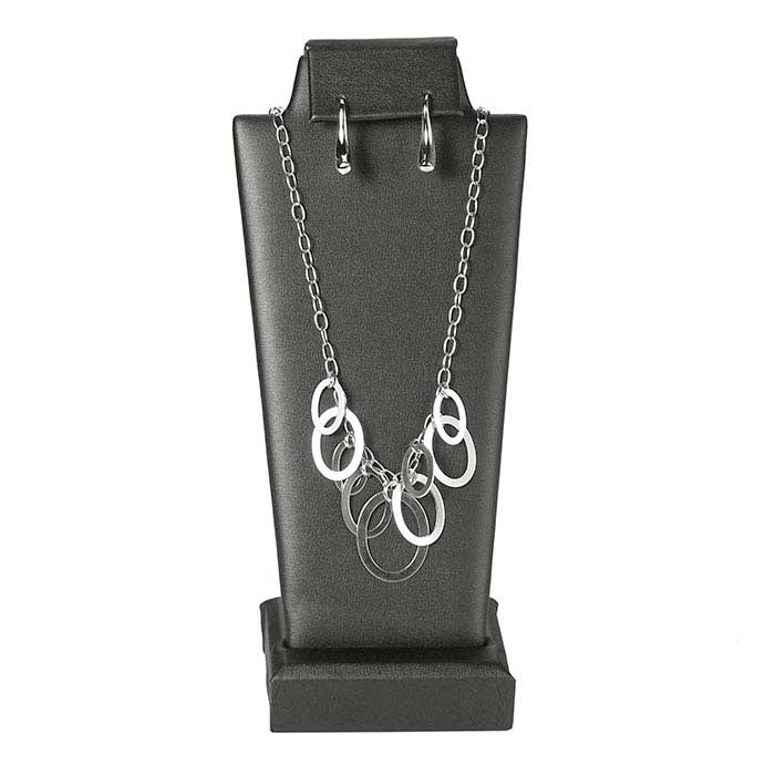 Steel Vienna Faux Leather Combination Necklace and Earring Display