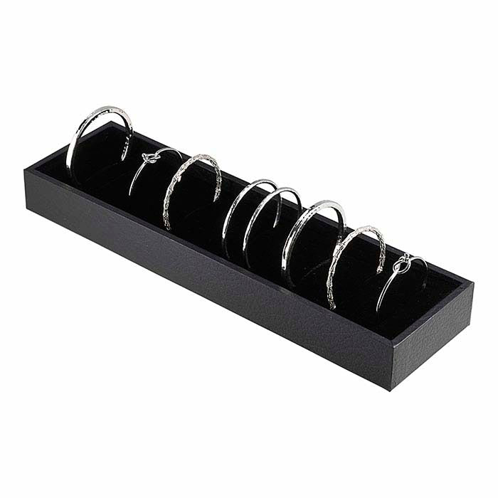 Black Paper-Covered Slotted Bangle Bracelet Display