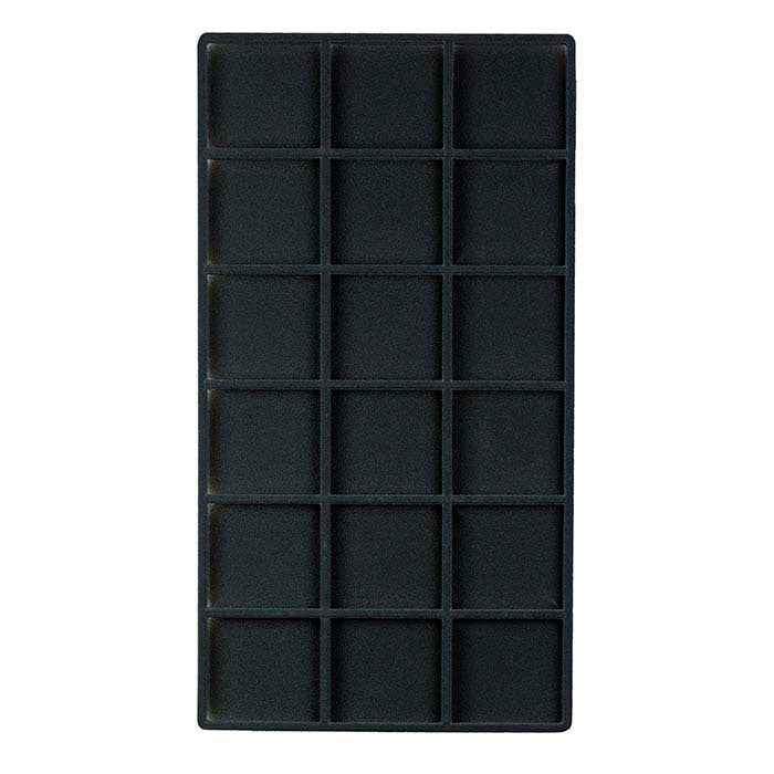 Black Flocked Plastic 18-Compartment Tray Insert