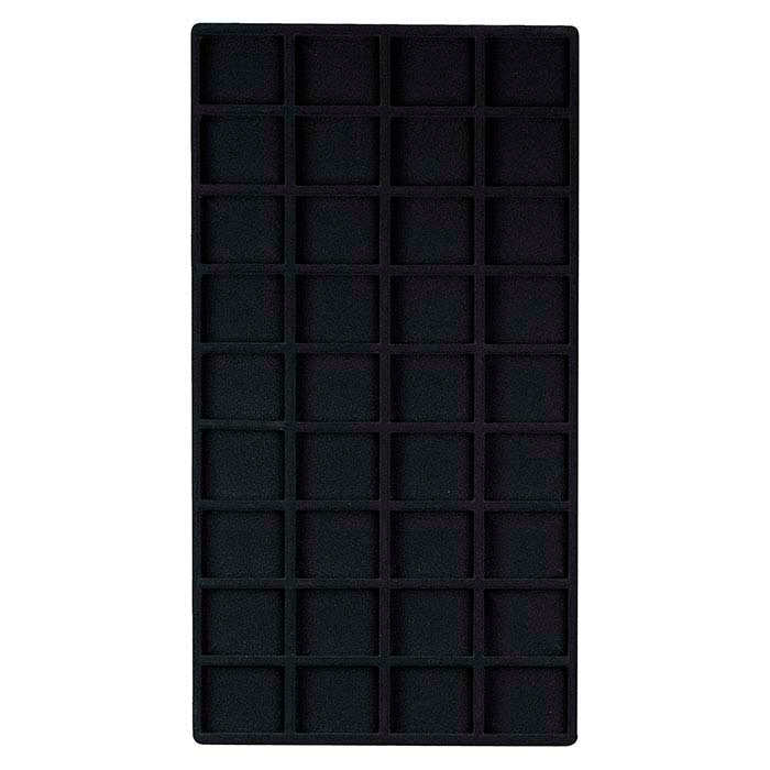 Black Flocked Plastic 36-Compartment Tray Insert