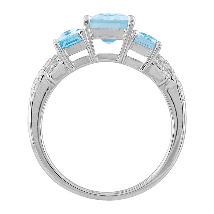 Sterling Silver Blue Topaz- & CZ-Set Ring