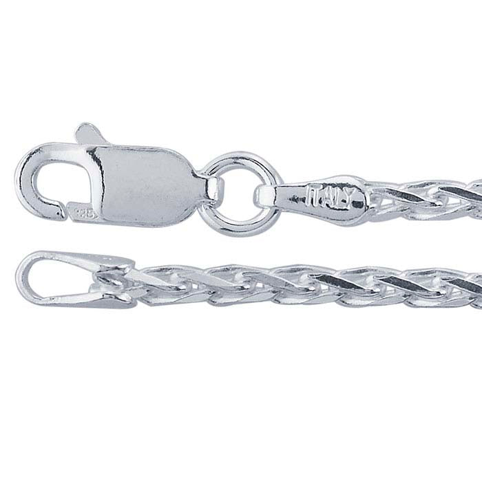 Sterling Silver 2mm Diamond-Cut Wheat Chain