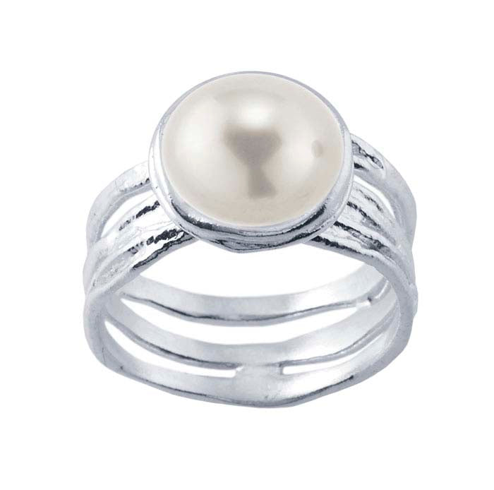 Sterling Silver Textured Pearl Ring Mounting